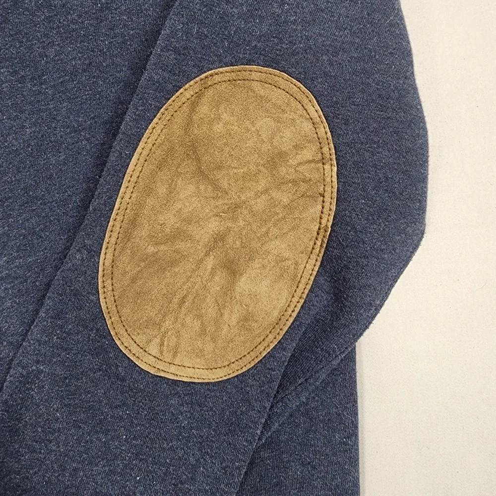 Polo Ralph Lauren Mens Blue Shawl Collar Fleece Pullover Elbow Patches Large